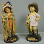 Brownfield Majolica figural: children playing MAMA & PAPA