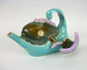 William Brownfield fish on wave teapot