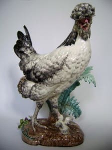 Cockerel with chick figure by Paul Comolera