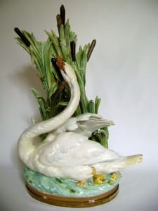 Monumental swan and cattail vase by Carrier-Belleuse