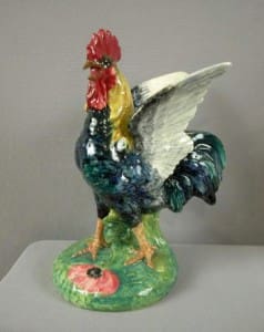 Delphin Massier rooster vase