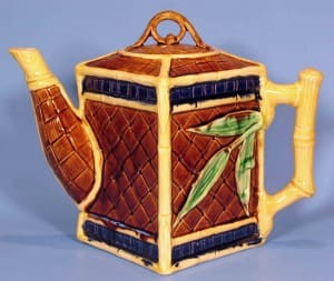 Basketweave and leaf teapot