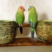 Jerome Massier parakeets table center