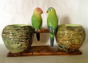 Jerome Massier parakeets table center