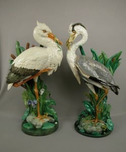 Minton heron and stork walking stick stands