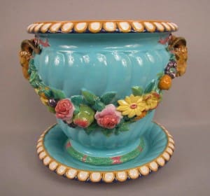 Minton rams head and floral jardiniere