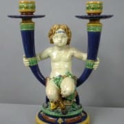 Minton satyr double candlestick