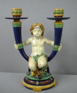 Minton satyr double candlestick