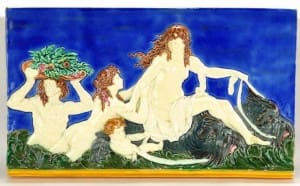 Dolphin and maidens tile