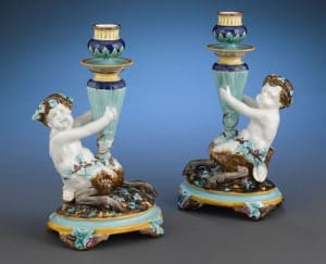 Wedgwood satyr candlesticks