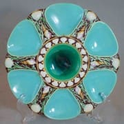 Minton turquoise six well oyster plate