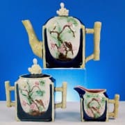 Thomas Forester bird on branch teaset with Chinaman finials