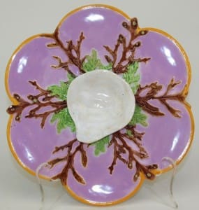 George Jones pink shell and coral oyster plate