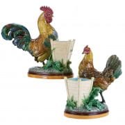 Rooster and hen vases by John Henk